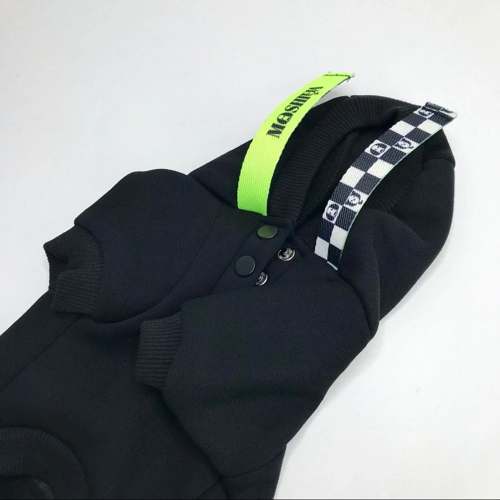 MOSHIQA Black Dog Cat Sweatshirt Size S M XL Hoodie Green Logo Designer Luxury